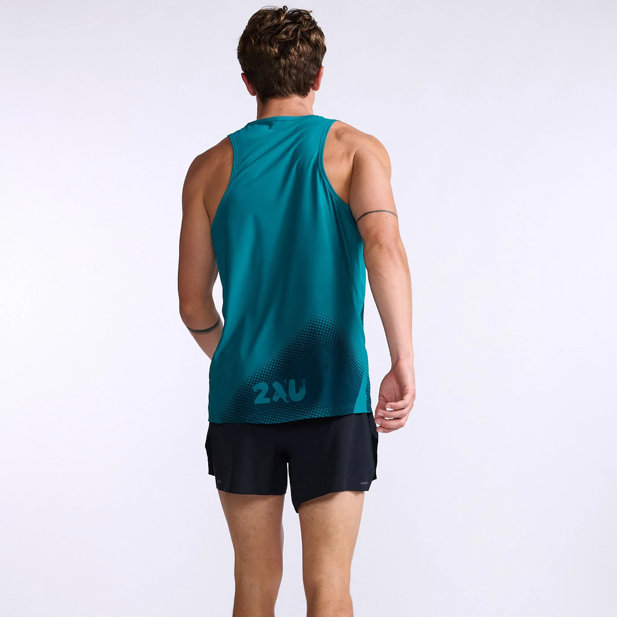 2XU Light Speed Singlet Men's Jade Glacier Reflective