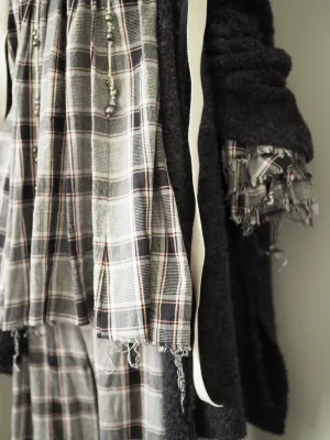 Amano japanese linen button back bluson - tartan check
