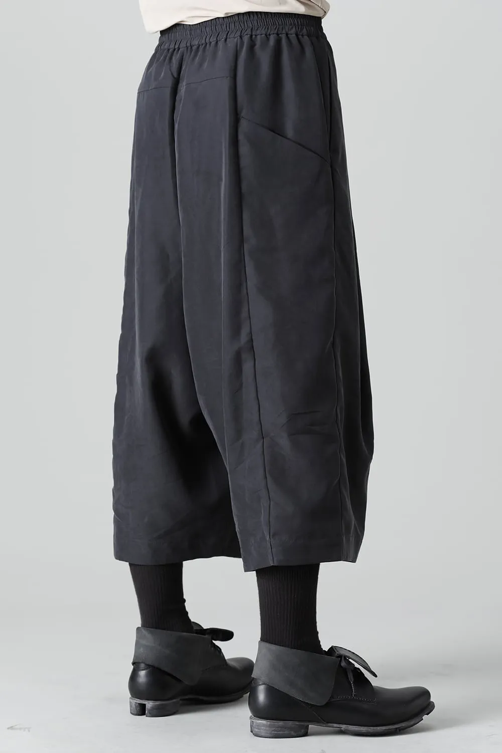 Baggy cropped pants rayon/polyester poplin  Black
