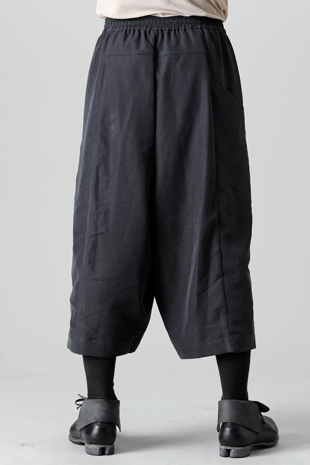 Baggy cropped pants rayon/polyester poplin  Black