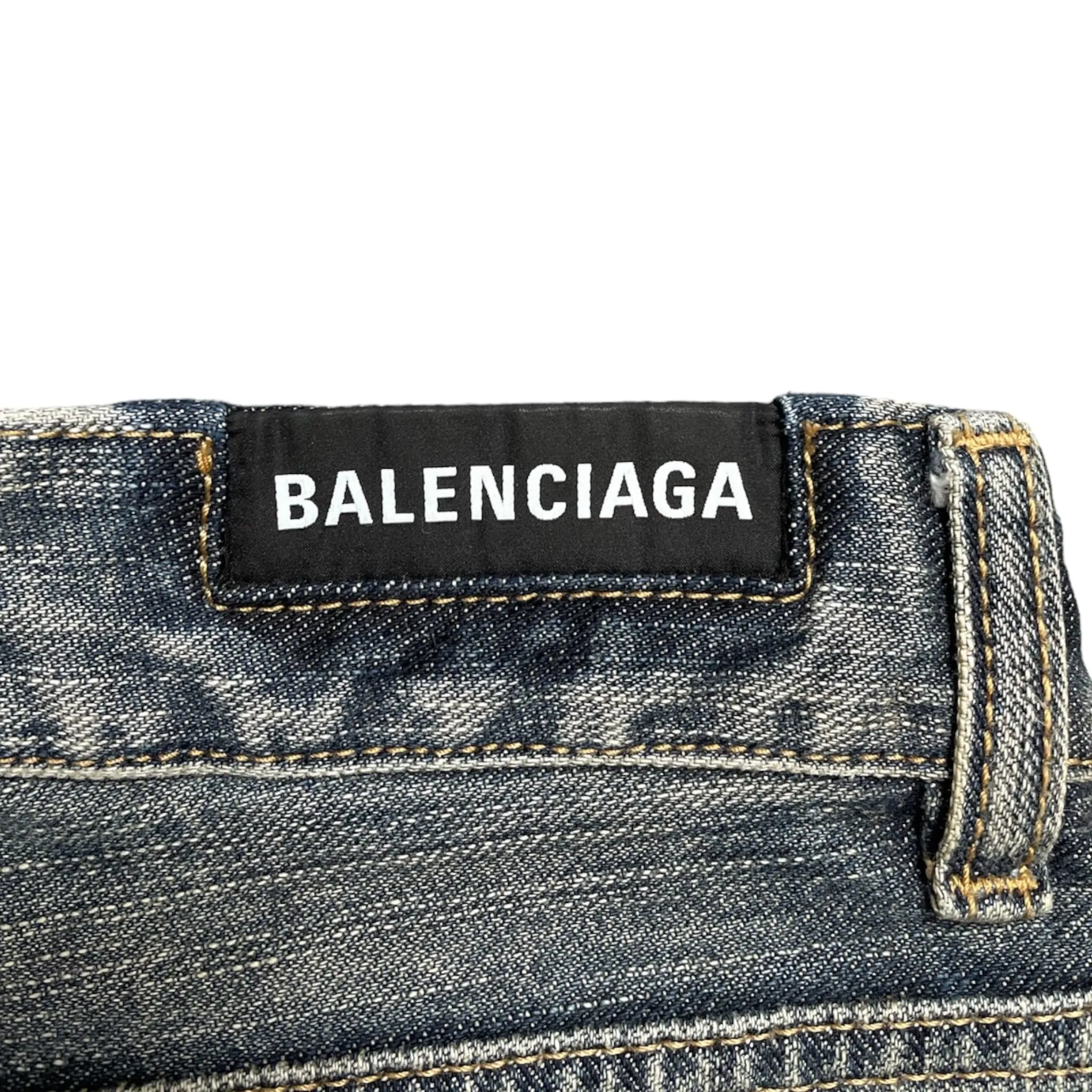 Balenciaga Slim Jeans Shorts Navy Blue