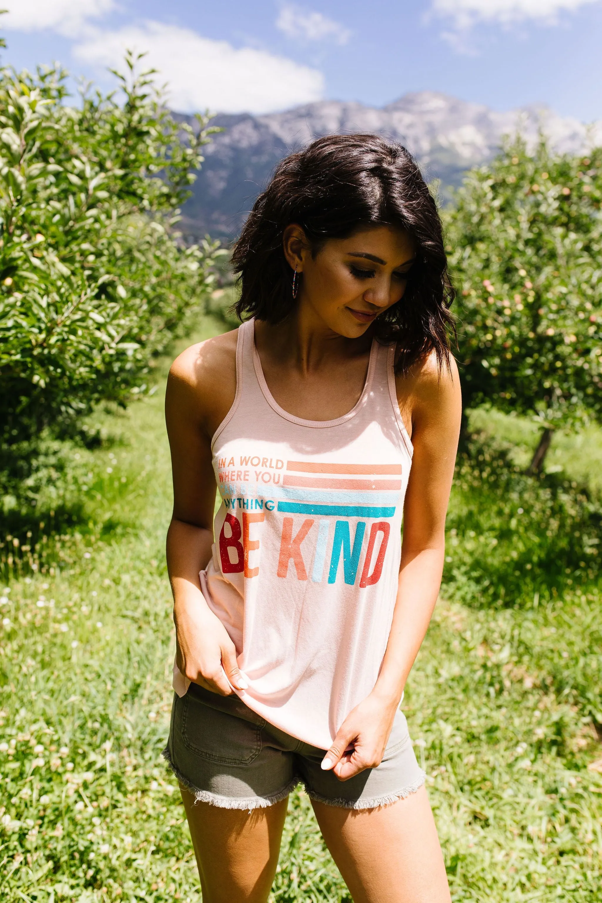 Be Kind Racerback Tank In Blush