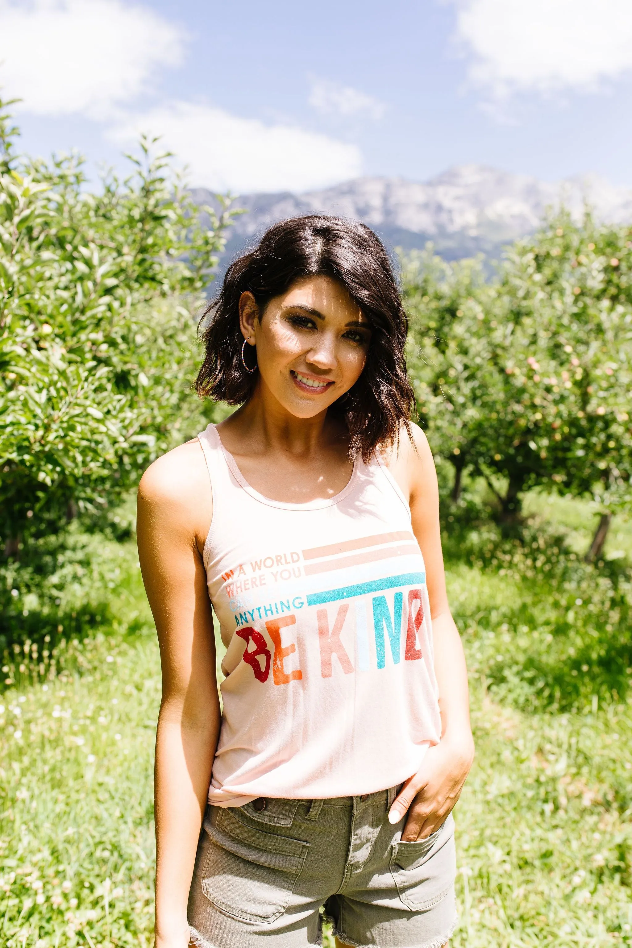 Be Kind Racerback Tank In Blush