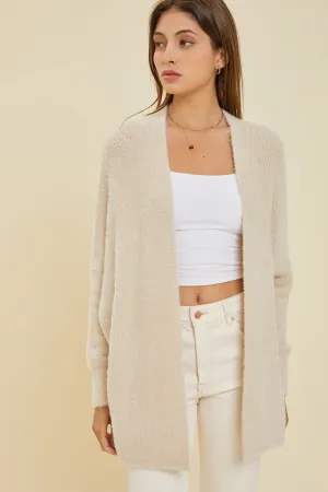 Beige Ribbed Cardigan