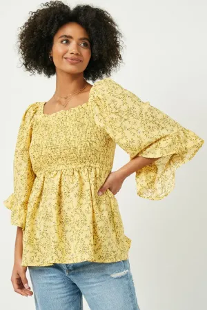 Bell Sleeve Smock Top