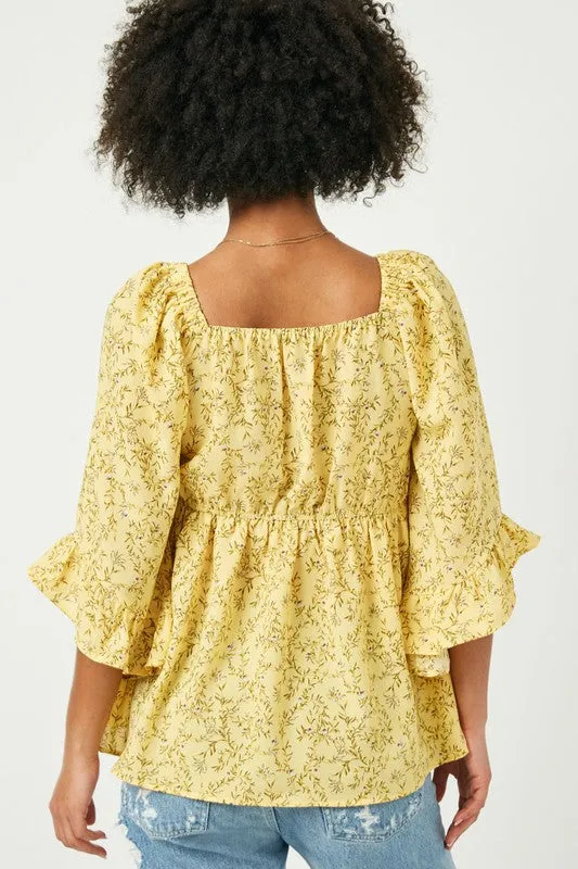 Bell Sleeve Smock Top