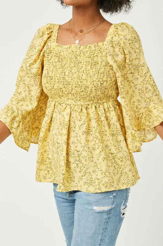 Bell Sleeve Smock Top