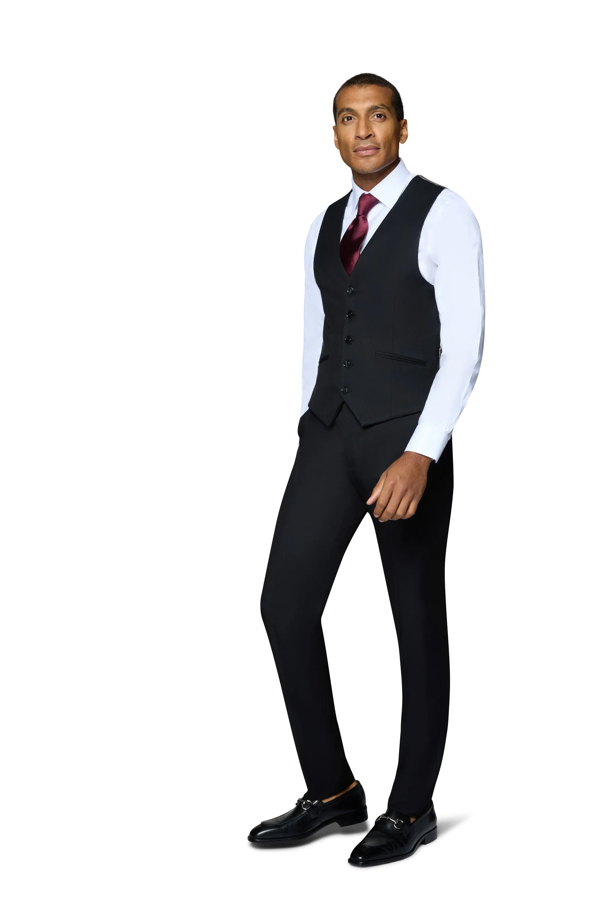 Bergamo Orange Solid Slim Fit Pants - Black