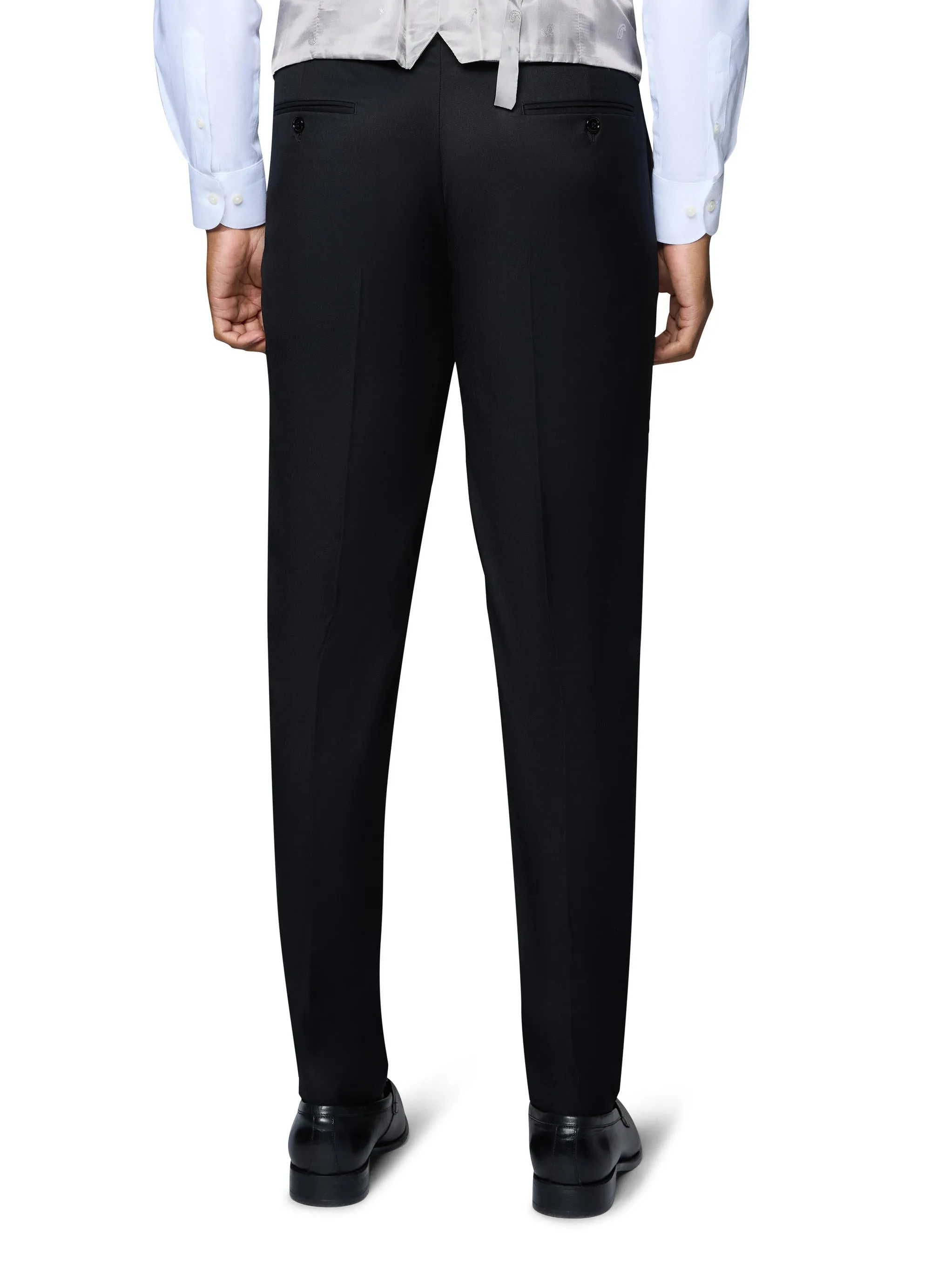 Bergamo Orange Solid Slim Fit Pants - Black