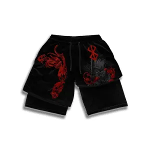 Berserk Skull Knight Quick Dry Premium Mesh Workout Shorts