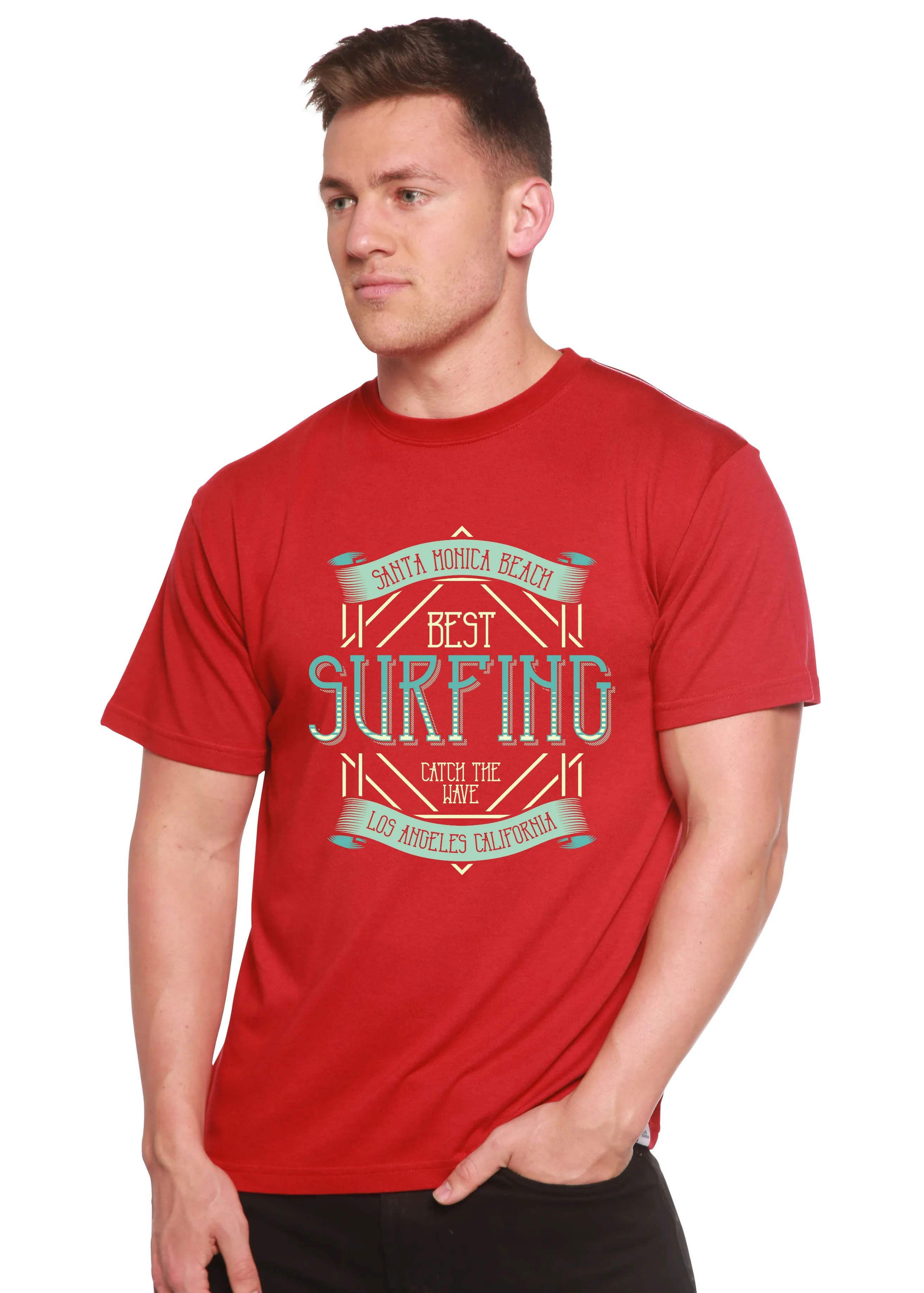 Best Surfing Men's Bamboo Viscose/Organic Cotton Short Sleeve Graphic T-Shirt