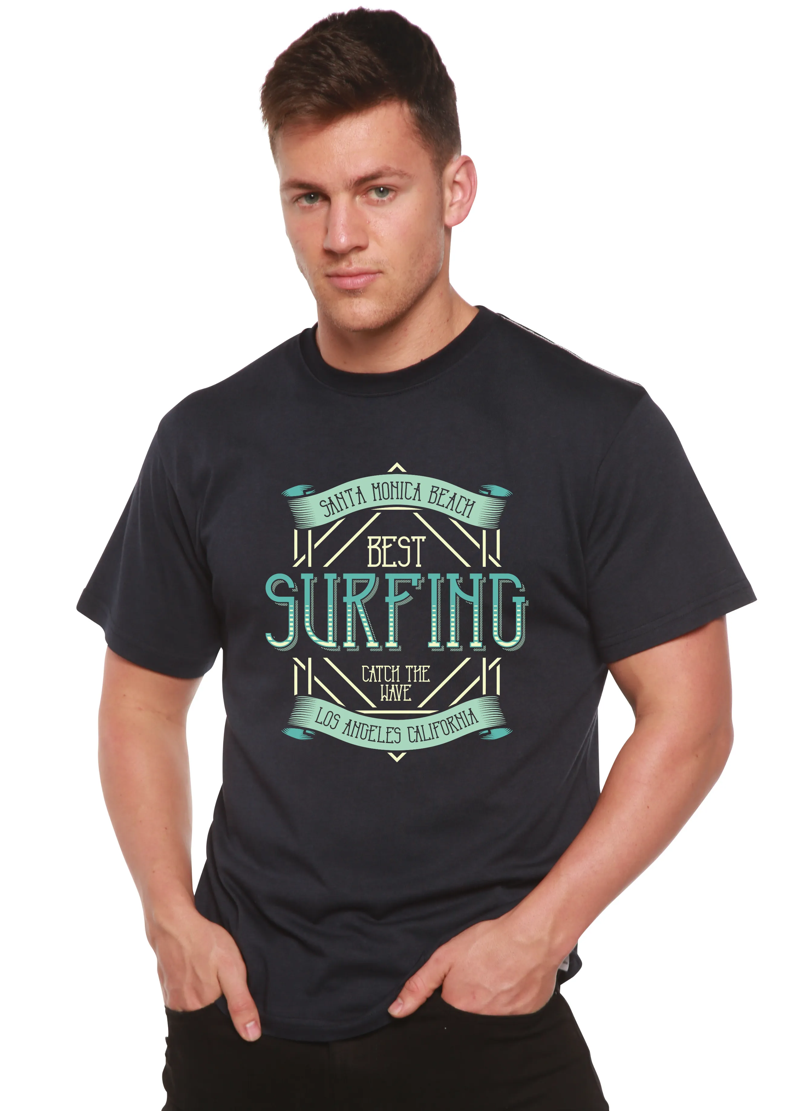 Best Surfing Men's Bamboo Viscose/Organic Cotton Short Sleeve Graphic T-Shirt