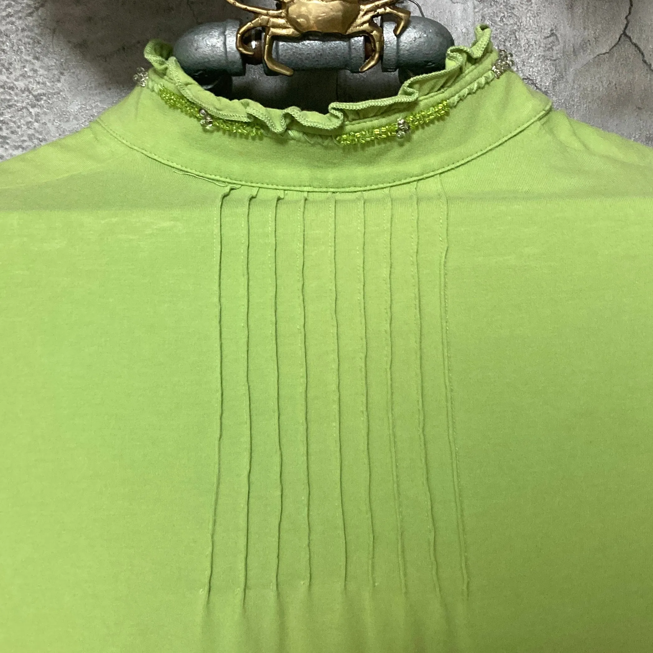 bijou embroidered tops green
