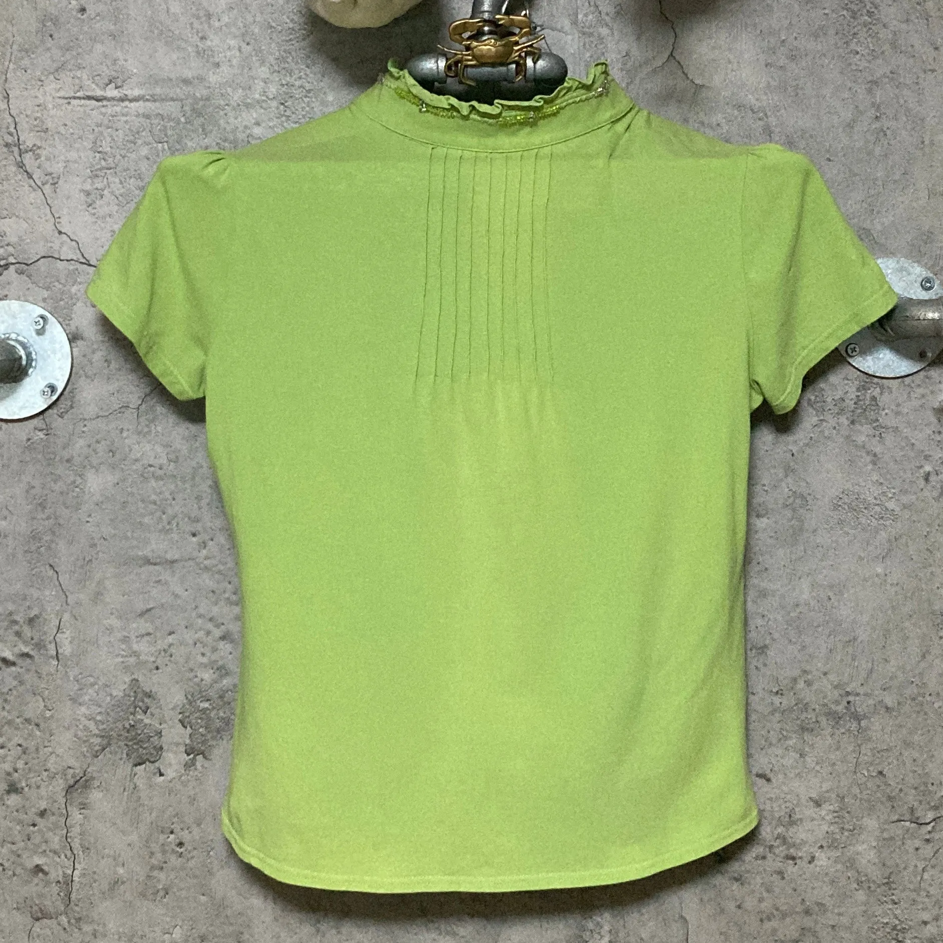 bijou embroidered tops green