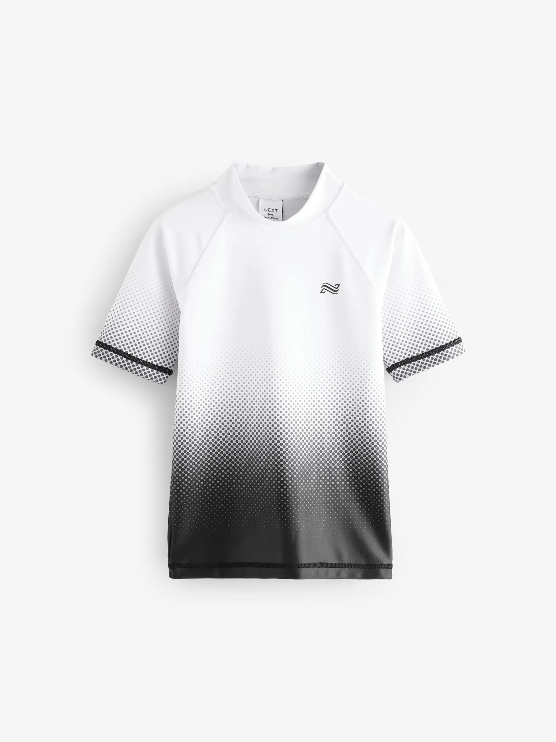 Black and White Ombre Short Sleeve Rash Vest (1.5-16yrs)
