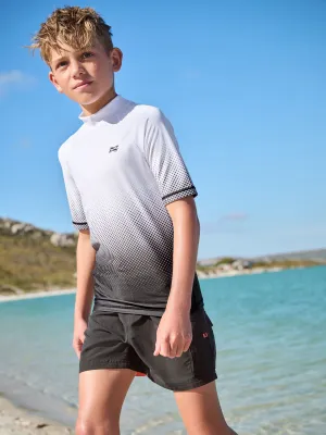 Black and White Ombre Short Sleeve Rash Vest (1.5-16yrs)