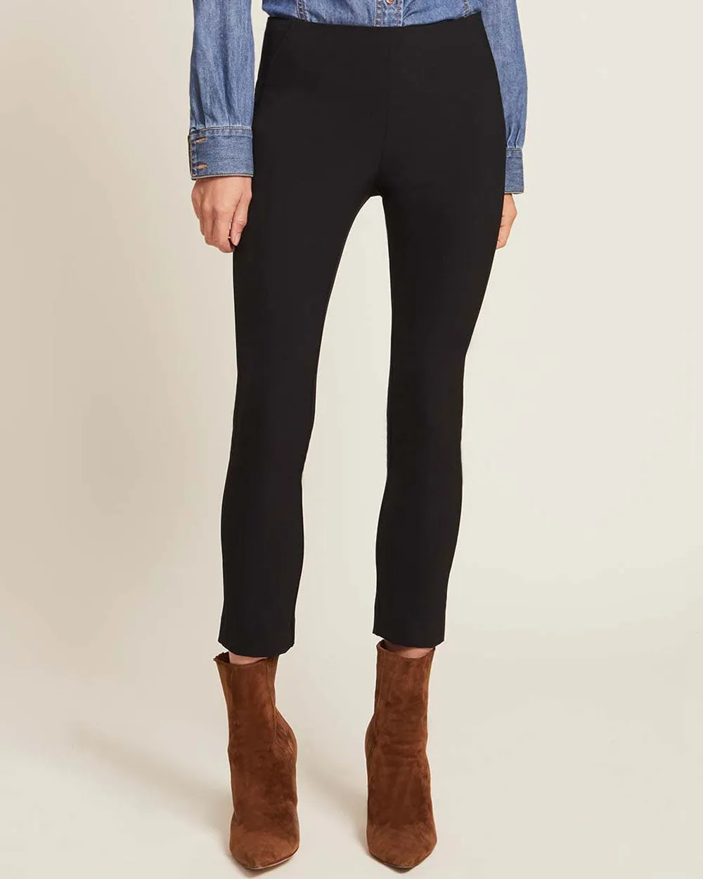 Black Cropped Kick Flare Scuba Pant