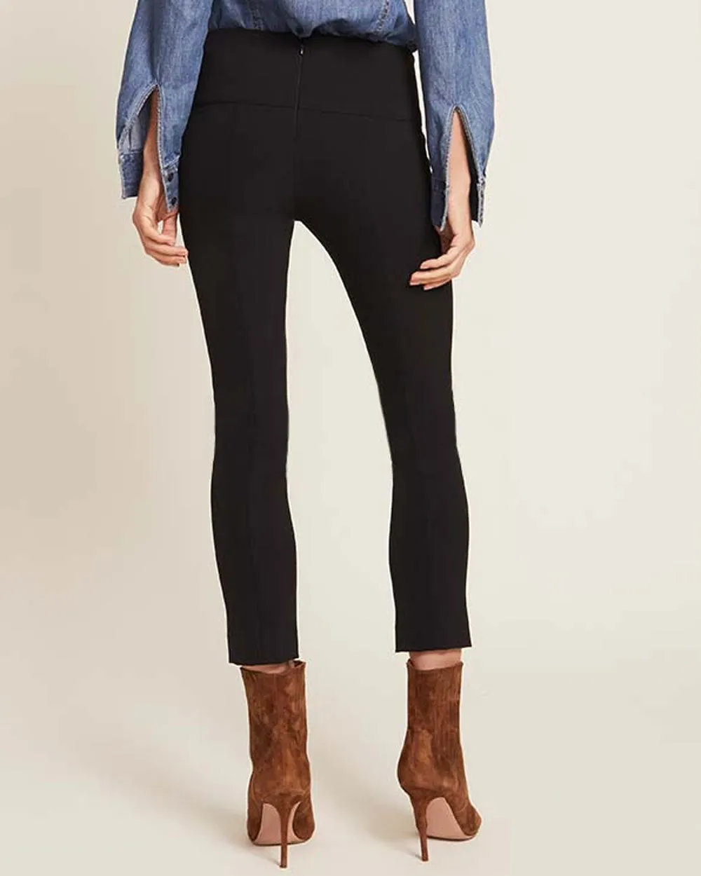 Black Cropped Kick Flare Scuba Pant