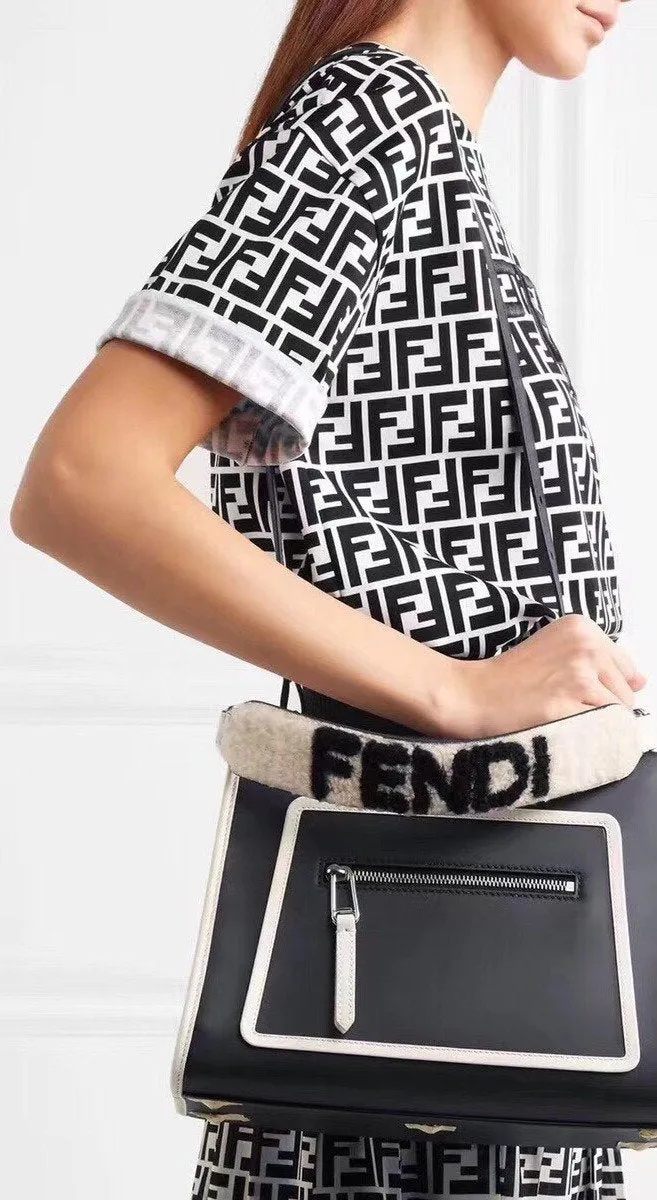 Black Embroidered Logo Printed T-shirt