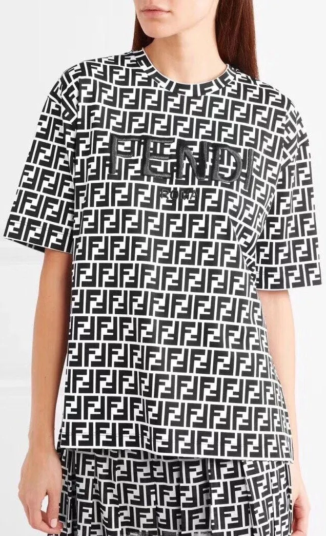 Black Embroidered Logo Printed T-shirt