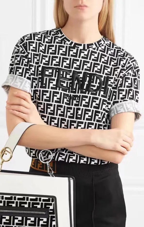 Black Embroidered Logo Printed T-shirt
