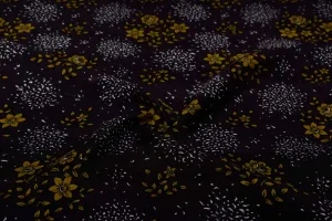 Black Printed Dupion Fabric