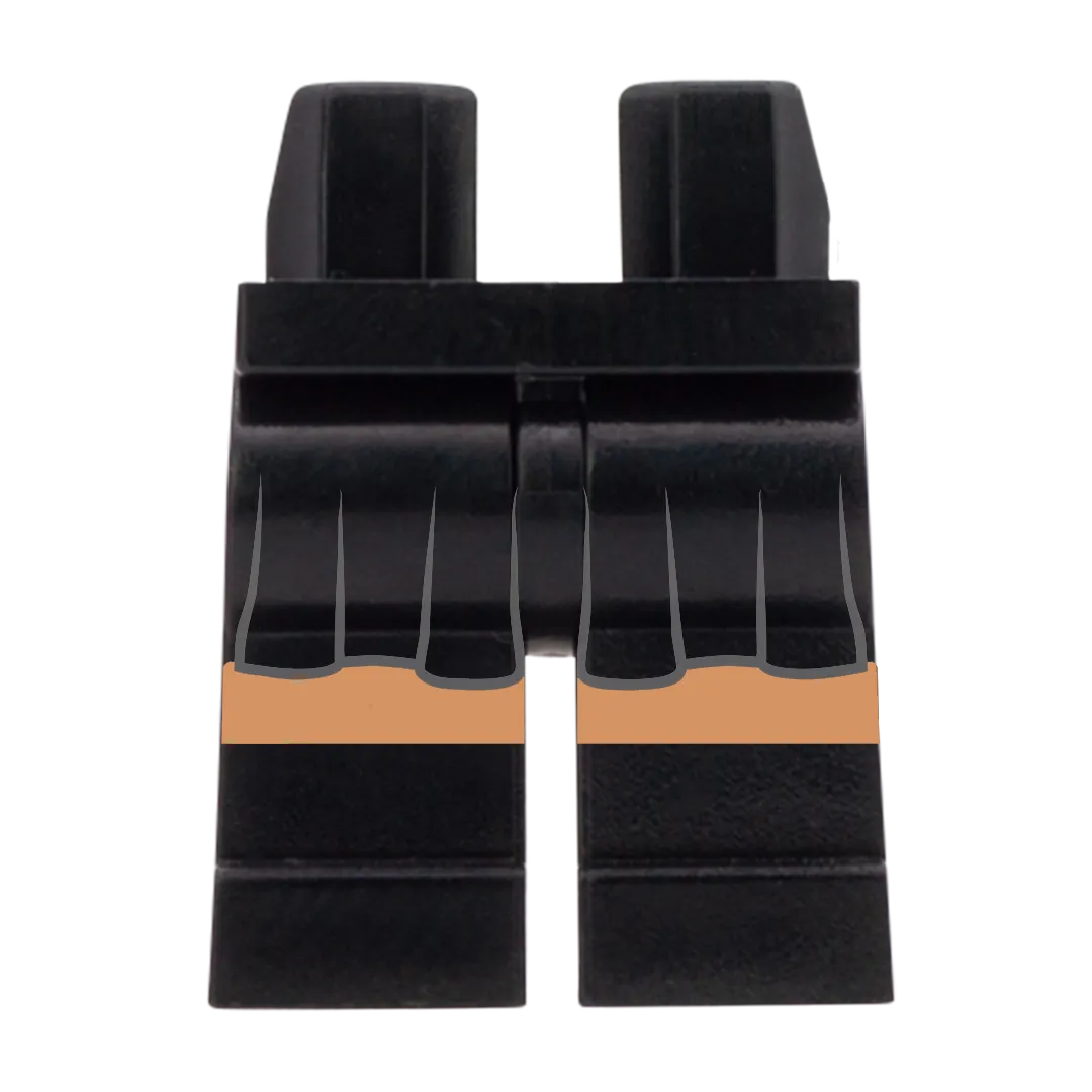 Black Skirt and Black Shoes (Various Skin Tones) - Printed Minifigure Legs