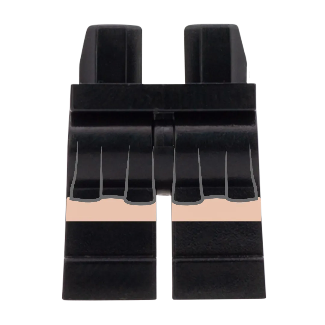 Black Skirt and Black Shoes (Various Skin Tones) - Printed Minifigure Legs
