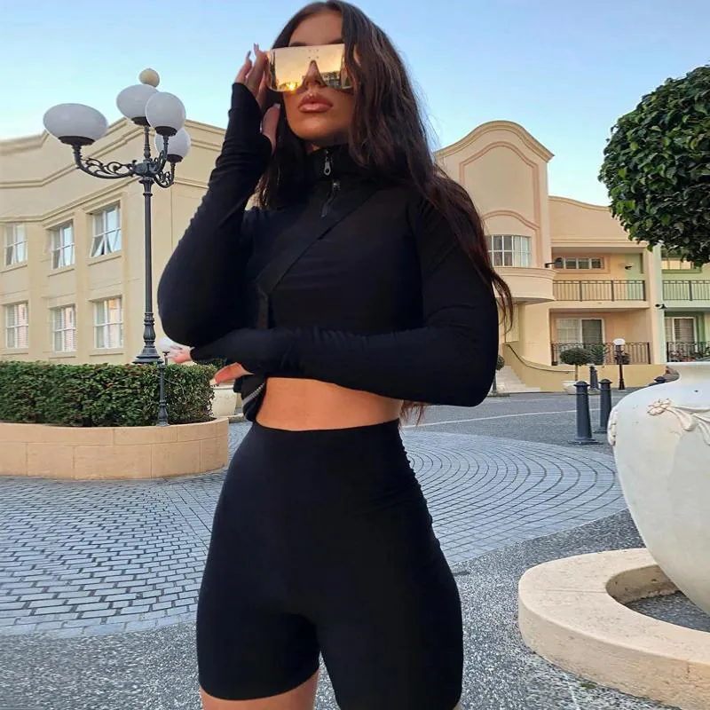 Black Top and Shorts Tracksuit