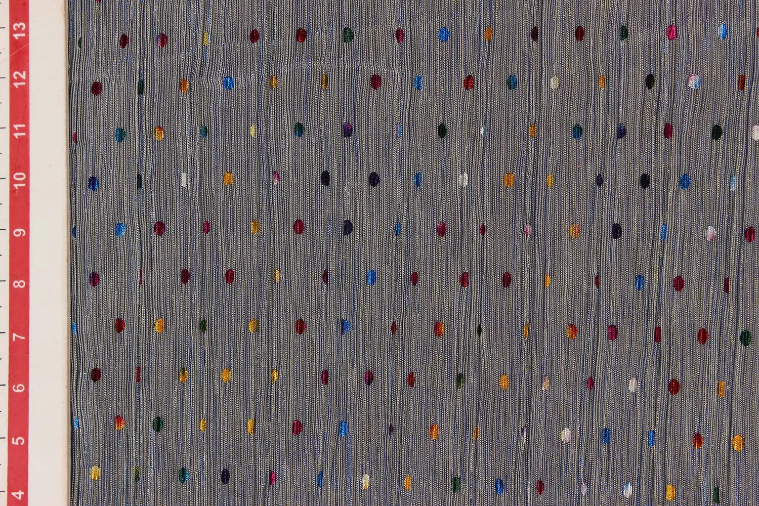 Blue Foil Printed Pleated Knit Fabric