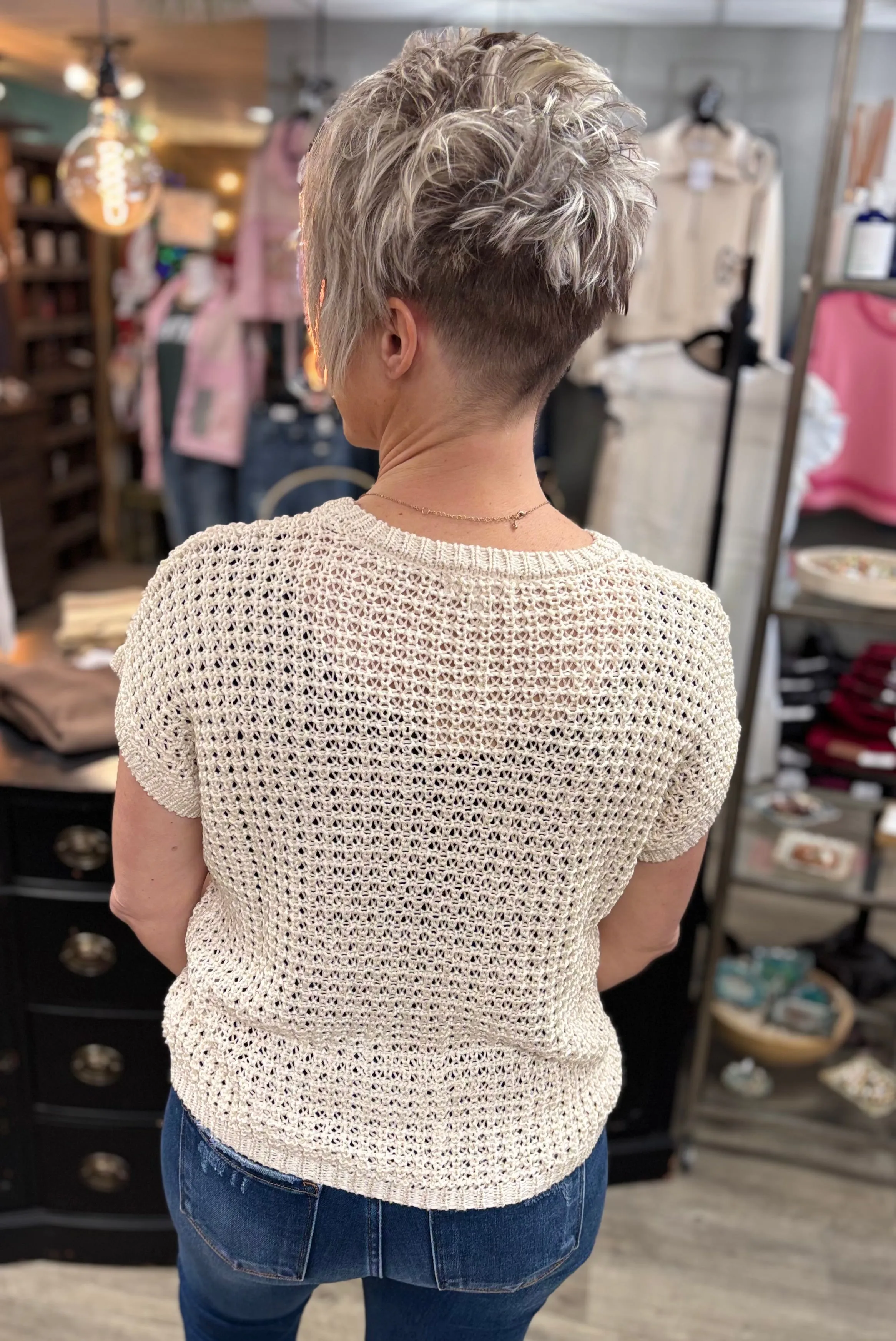 Boho Crochet Knit Sweater Top