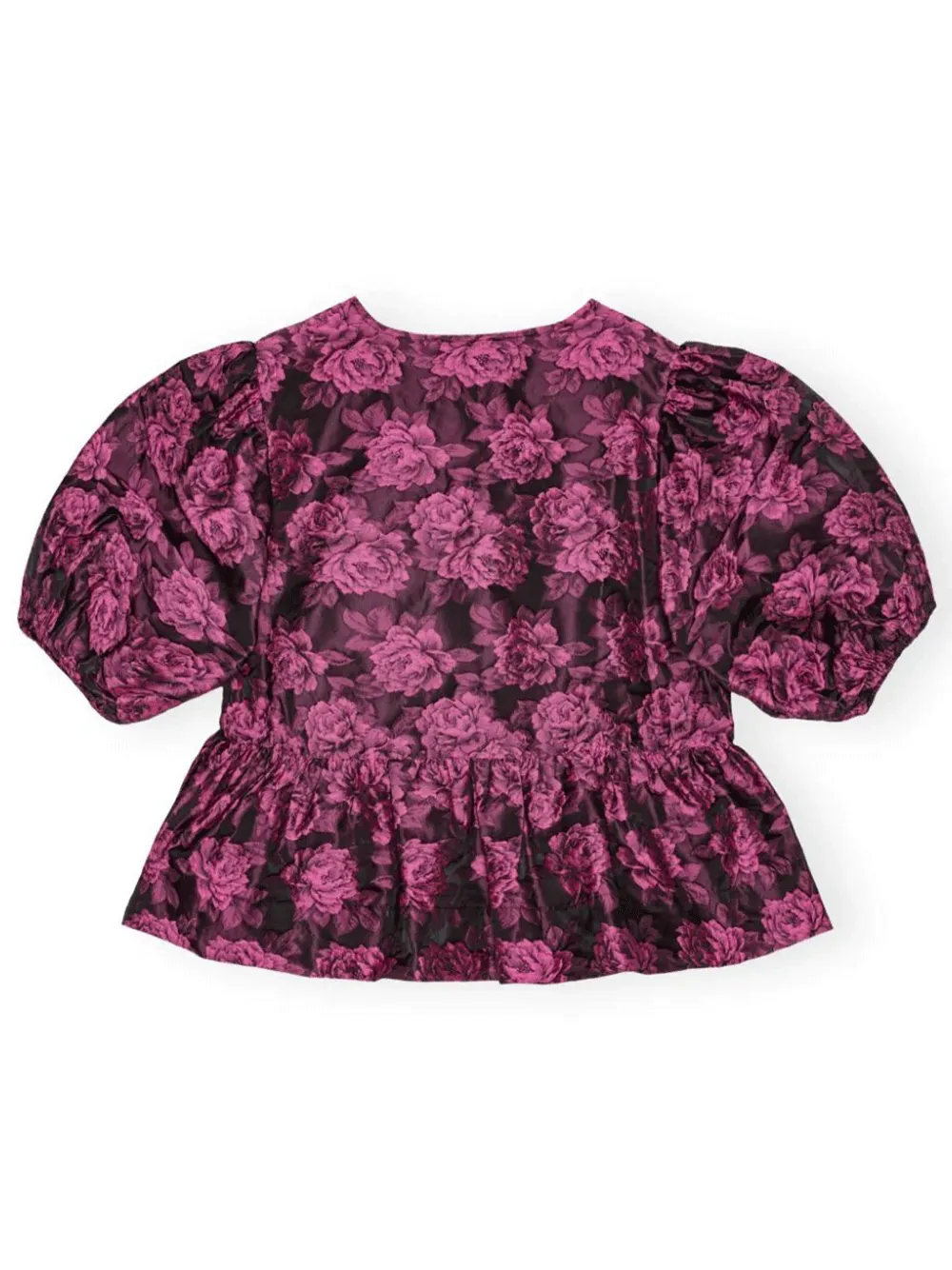 Botanical Jacquard Peplum Blouse