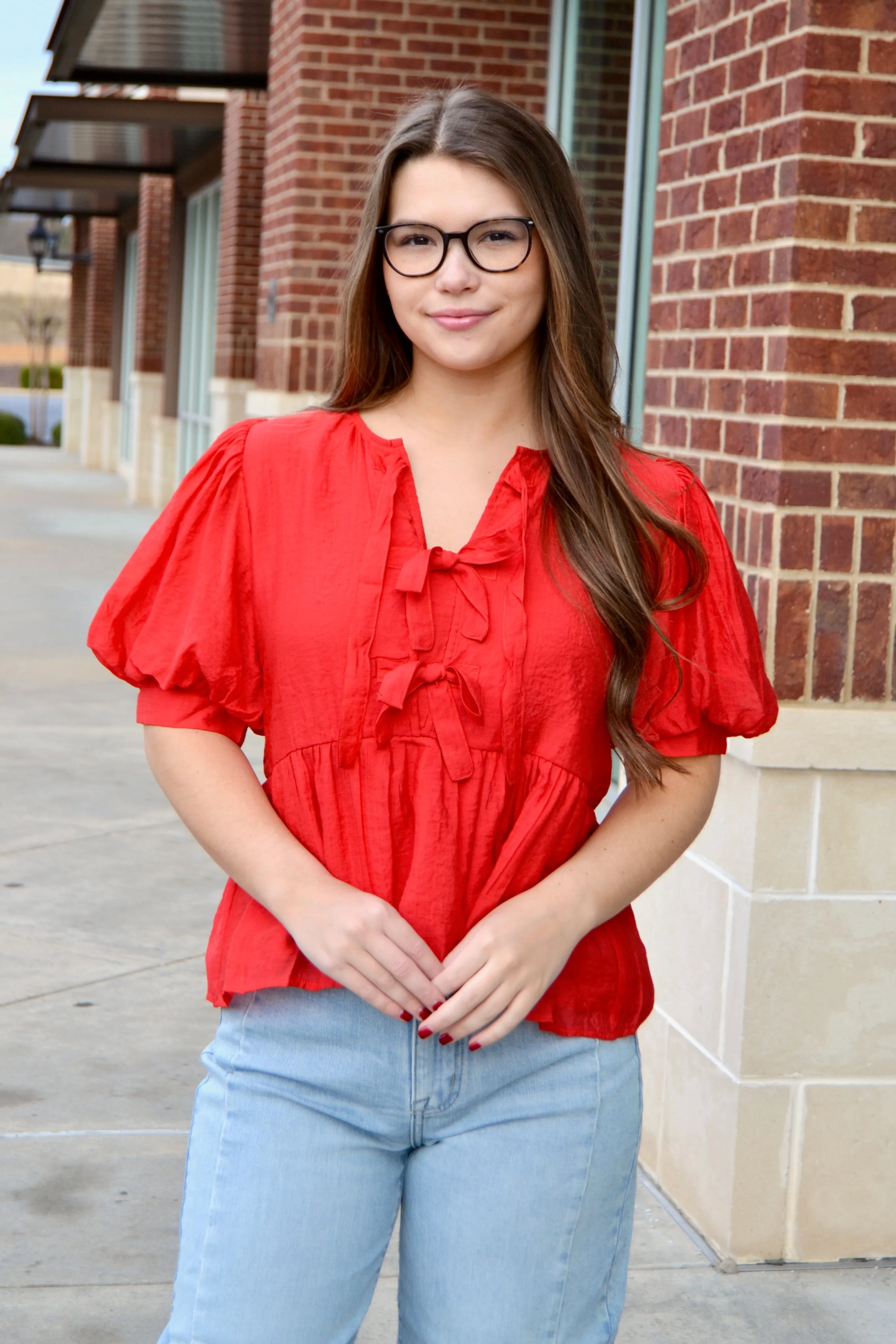 Bow tie peplum top