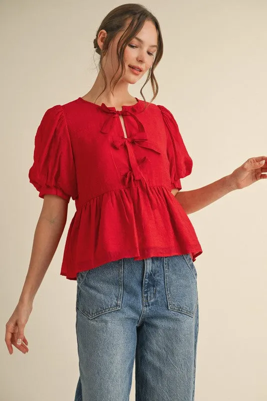 Bow tie peplum top