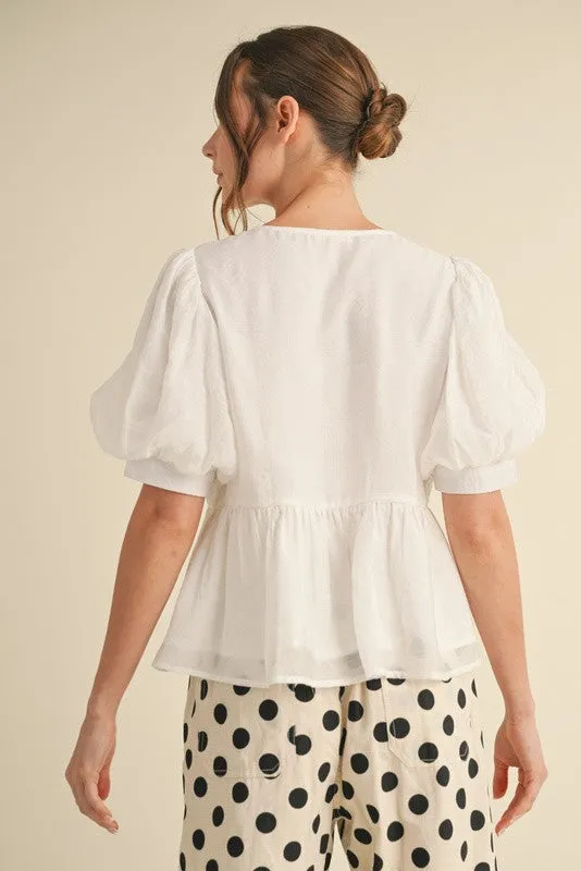 Bow tie peplum top