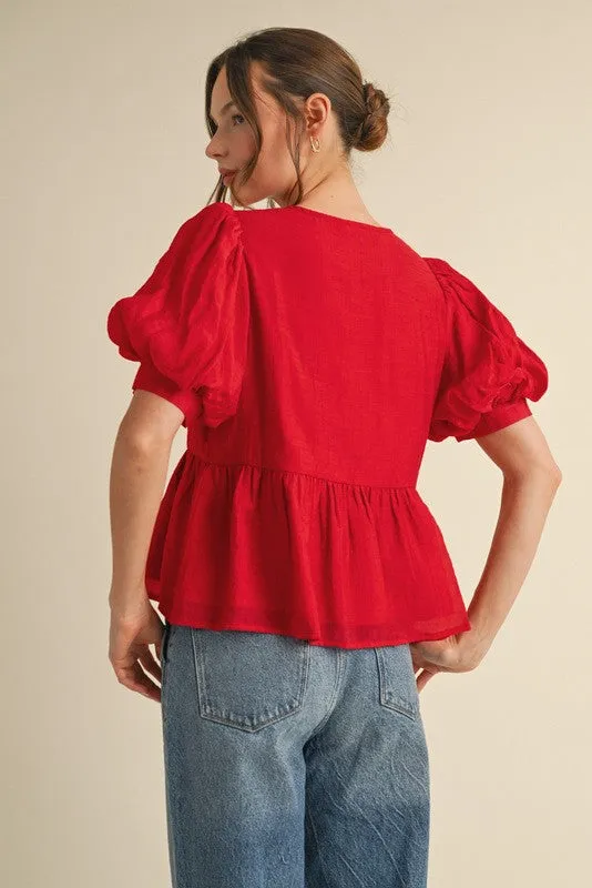 Bow tie peplum top