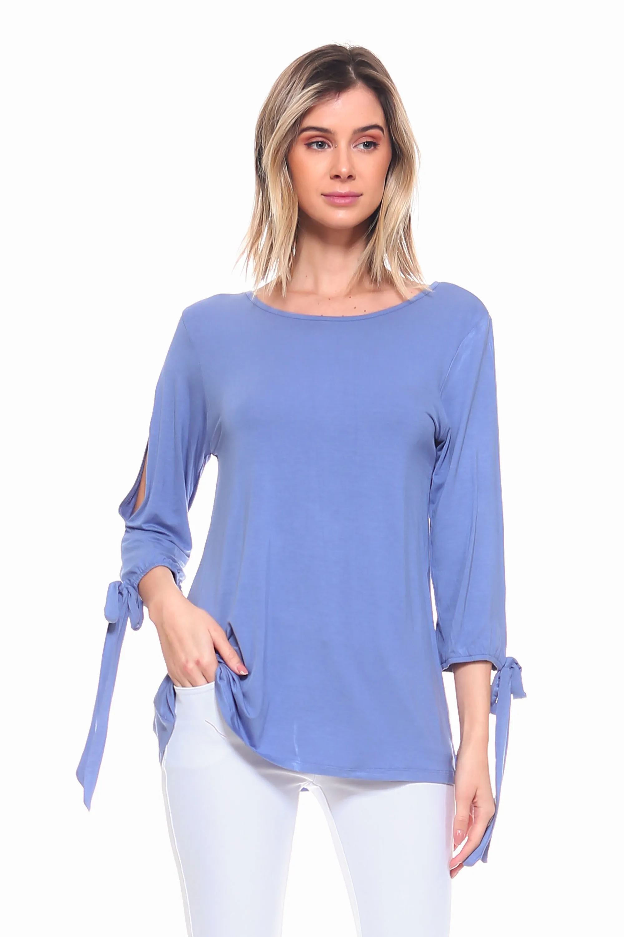 Breezy Open Sleeve Tie Up Top