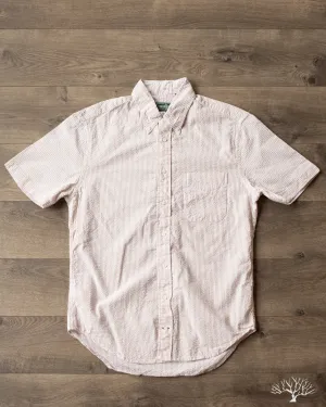 Brown Yarn-Dyed Seersucker Short-Sleeve Shirt