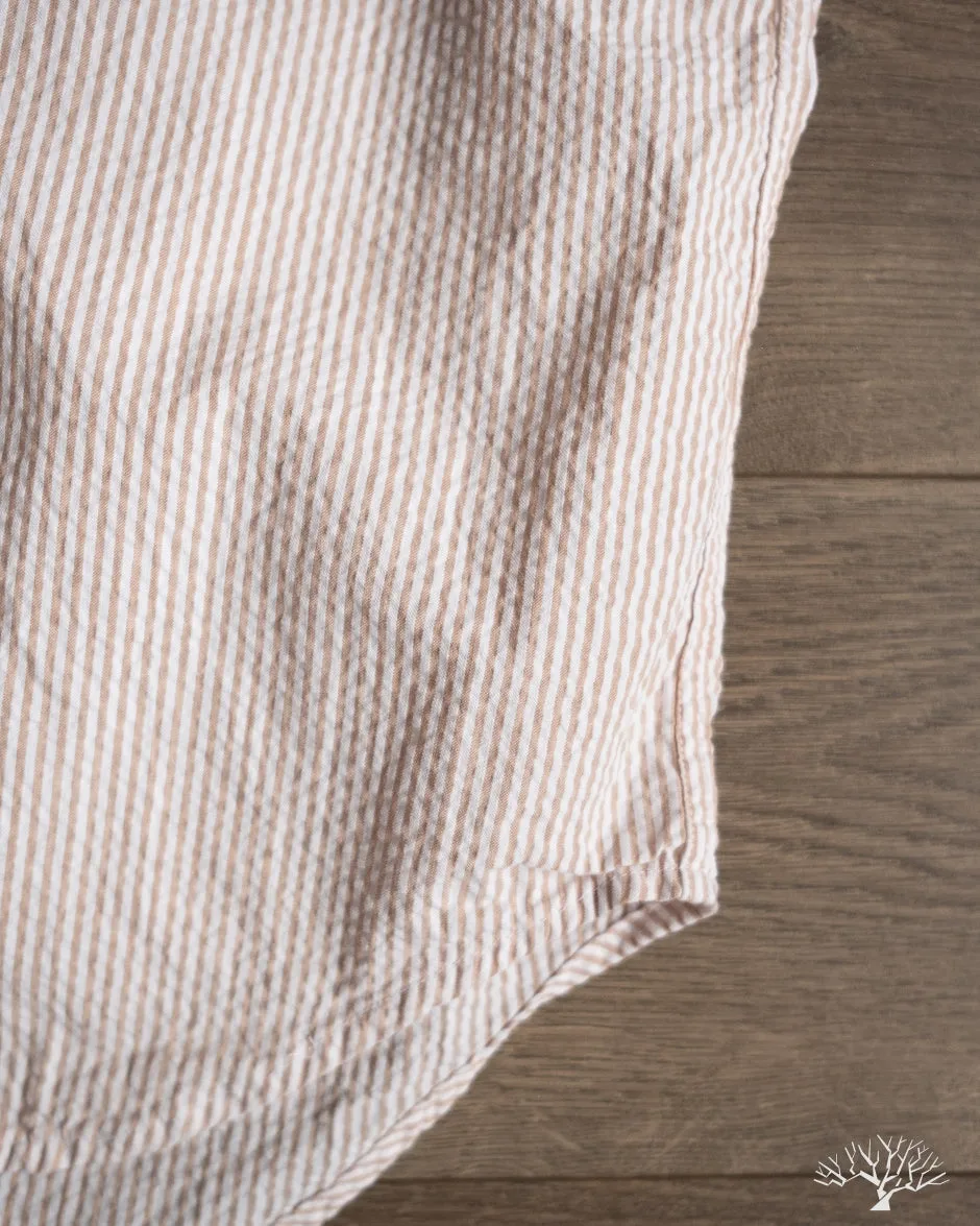 Brown Yarn-Dyed Seersucker Short-Sleeve Shirt