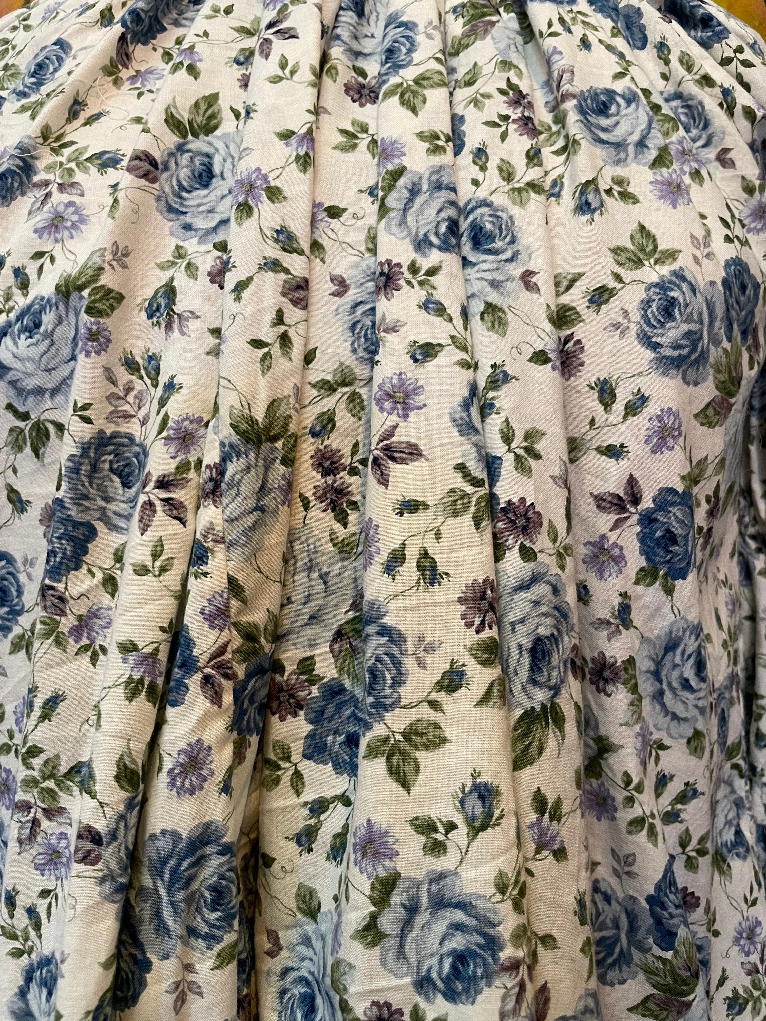 Button Back Blouse (Japanese cotton Lawn) - Blue Blooms
