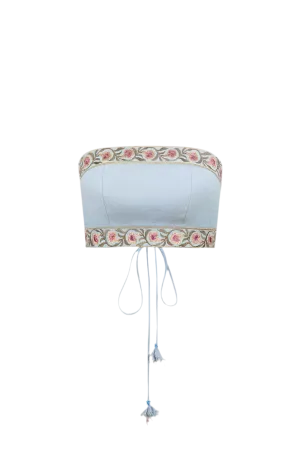 Carnation Crop Top - Blue & Pink by RosewaterHouse