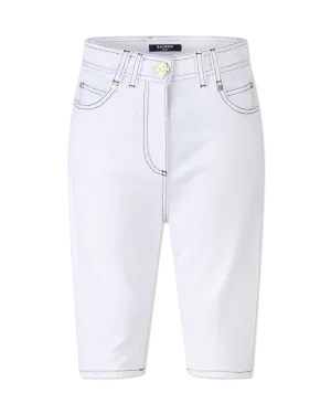 Contrast-Stitch Denim Bermuda Shorts