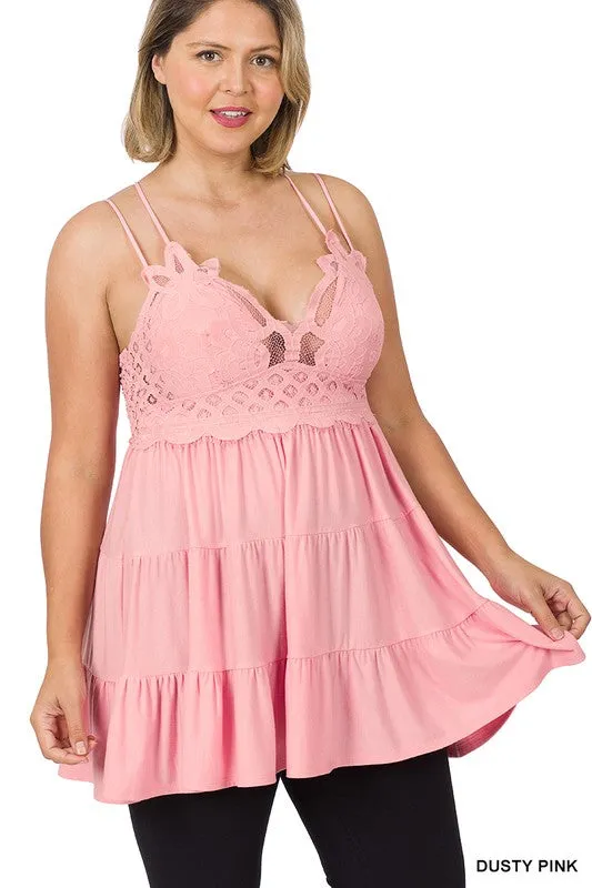 Crochet Lace Peplum Cami Top
