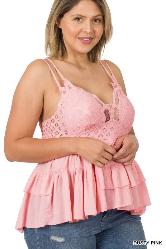Crochet Lace Peplum Cami Top