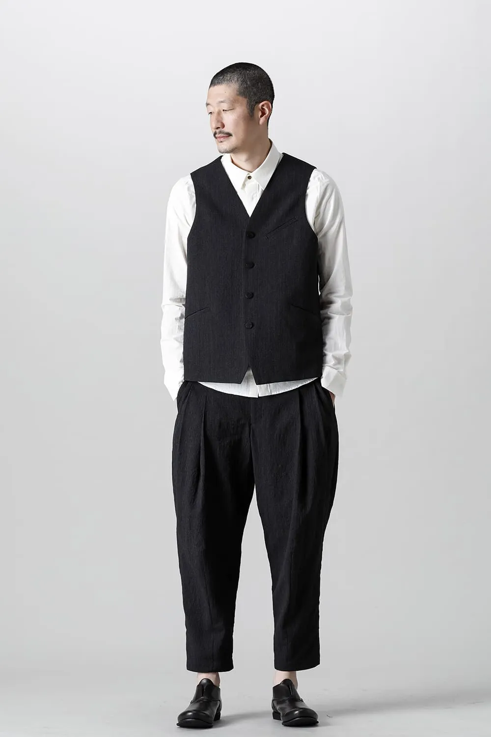 Cropped pants shrink wool stripe