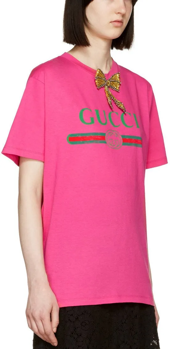 Crystal-Bow Cotton T-shirt