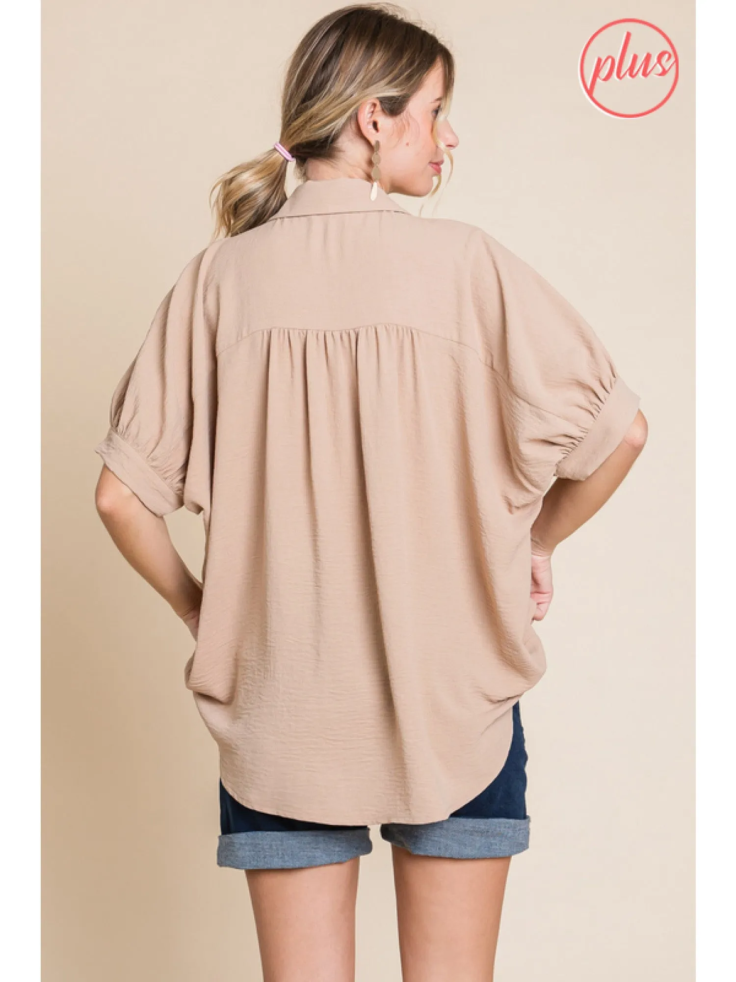 Curvy Easy Breezy Top in Beige
