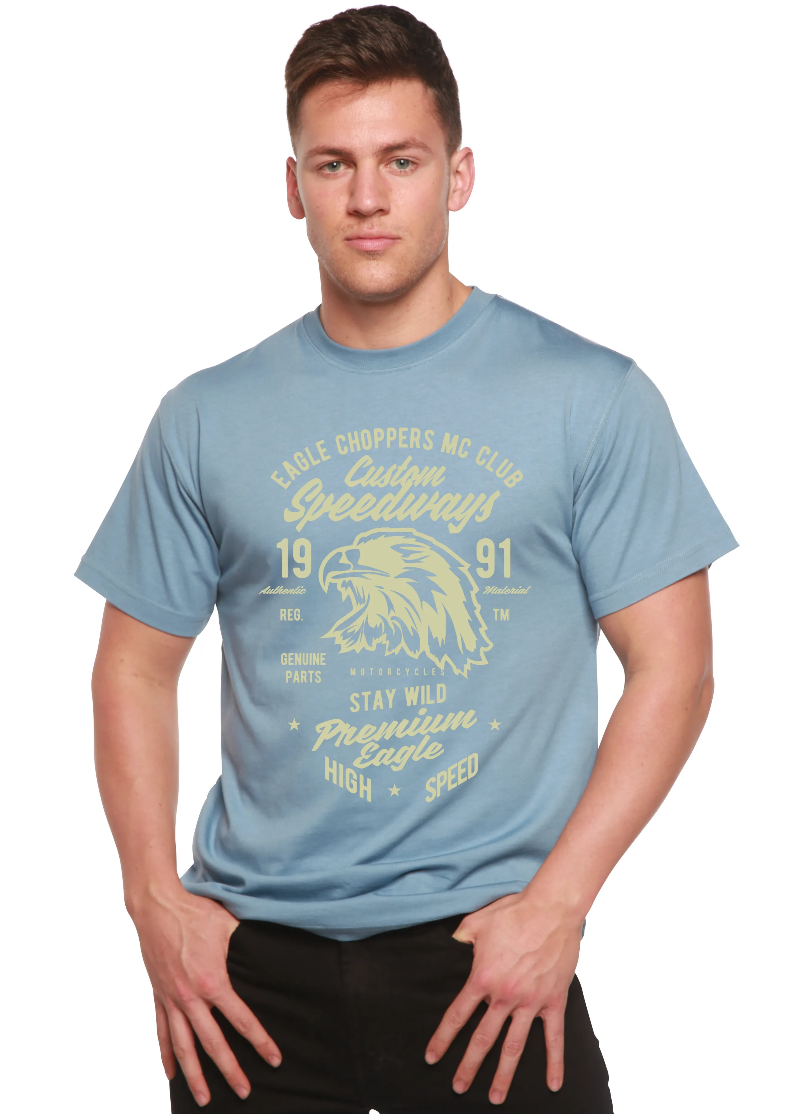 Custom Speedways Premium Eagle Men's Bamboo Viscose/Organic Cotton Short Sleeve Graphic T-Shirt