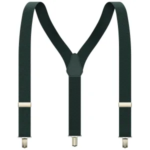 Dark Green Slim Suspenders for Men & Women Boys & Girls Y-back Shape 1 inch wide