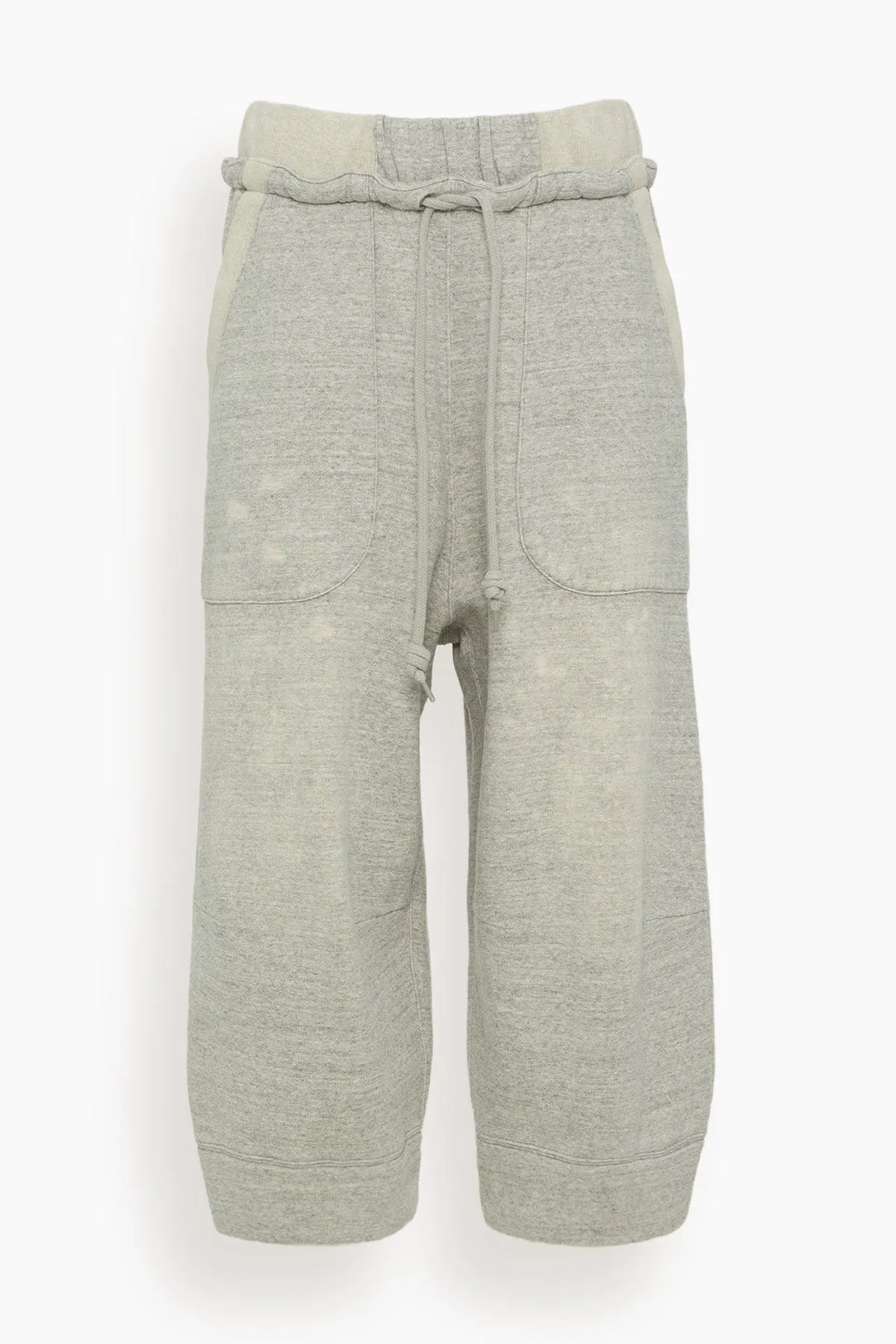 Deconstructed Cropped Sweatpant in Heather Grey/Oatmeal